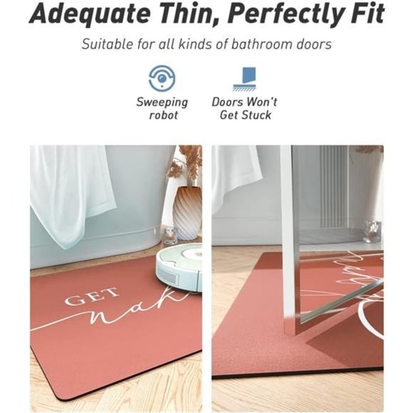 Super Cute - Quick Dry Bath mat 'Get Naked' Non Slip-Bathroom Rug 17" x 24" - Picture 4 of 6